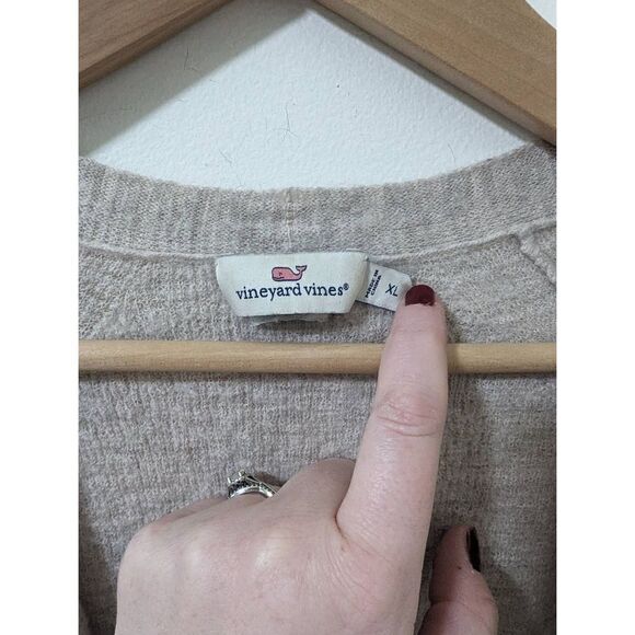 Vinyard Vines Women's Oatmeal Knit Cashmere Blend Open Front Cardigan Sweater - Picture 5 of 7